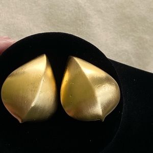 Givenchey Matte Gold Tone Clip Vintage Earrings. 2 inches x 1 1/4 inches wide